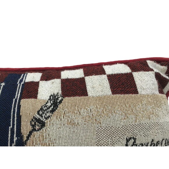 Summer BBQ Throw Pillow Red White Checkered Edges Menu Sauce Condiments Mitt - Picture 9 of 9
